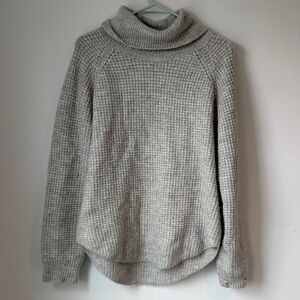 Kuhl Women's Light Gray Waffle Knit Cowl Neck Sweater